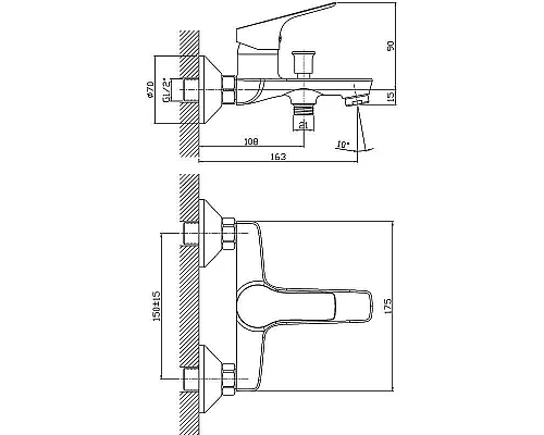 Заказать Смеситель для ванны Orange Dia M45-100cr Хром в магазине сантехники Santeh-Crystal.ru
