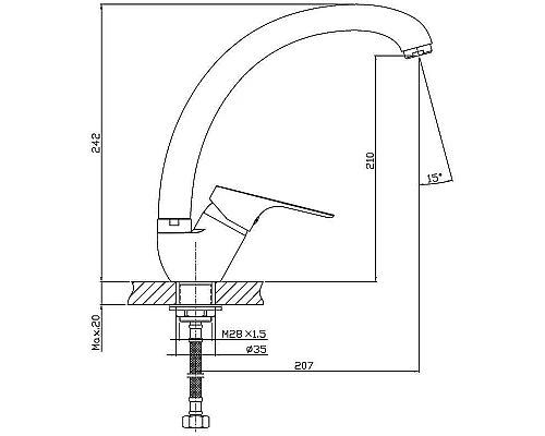 Заказать Смеситель для кухни Orange Dia M45-002cr Хром в магазине сантехники Santeh-Crystal.ru