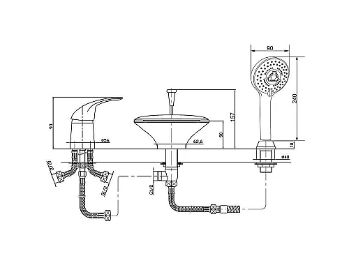 Купить Смеситель на борт ванны Orange Iris M41-333ni Никель в магазине сантехники Santeh-Crystal.ru