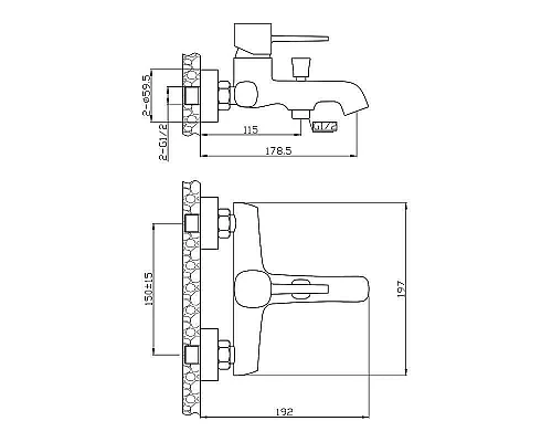 Заказать Смеситель для ванны Orange Karl M05-100b Черный в магазине сантехники Santeh-Crystal.ru