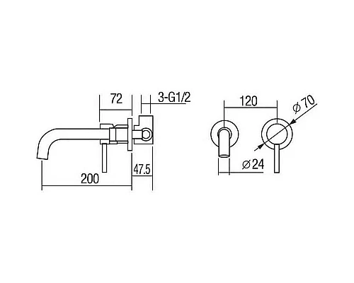 Приобрести Смеситель для раковины Orange Karl M05-722b Черный в магазине сантехники Santeh-Crystal.ru