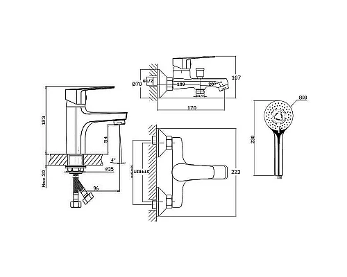 Приобрести Комплект смесителей Orange Loop M26-311rg Розовое Золото в магазине сантехники Santeh-Crystal.ru