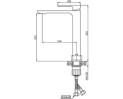 Приобрести Смеситель для раковины Orange Lutz M04-121b Черный в магазине сантехники Santeh-Crystal.ru