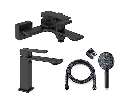 Приобрести Комплект смесителей Orange Lutz M04-311b Черный матовый в магазине сантехники Santeh-Crystal.ru