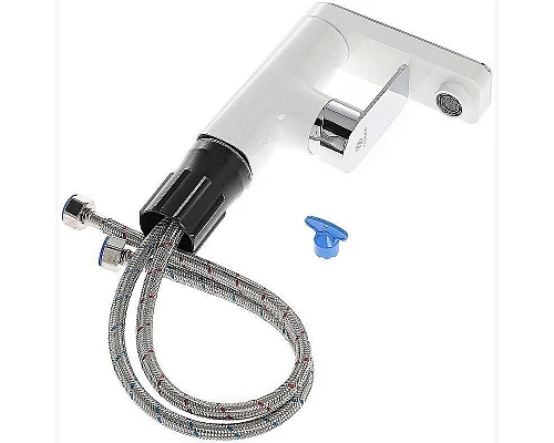 Купить Смеситель для раковины Orange OneLife P08-021w Белый матовый Хром глянцевый в магазине сантехники Santeh-Crystal.ru