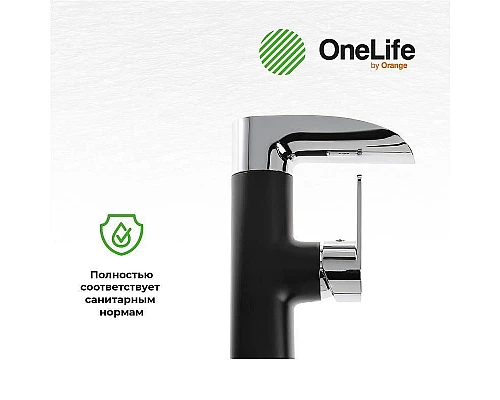 Купить Смеситель для раковины Orange OneLife P08-921b Черный матовый Хром глянцевый в магазине сантехники Santeh-Crystal.ru