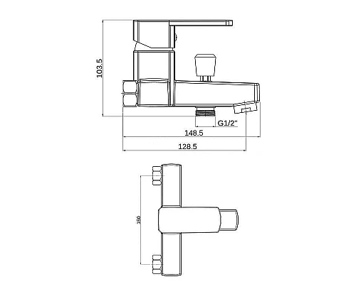 Заказать Смеситель для ванны Orange OneLife P06-100b Черный матовый в магазине сантехники Santeh-Crystal.ru