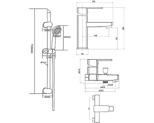 Заказать Комплект смесителей Orange OneLife P06-511b Черный матовый в магазине сантехники Santeh-Crystal.ru