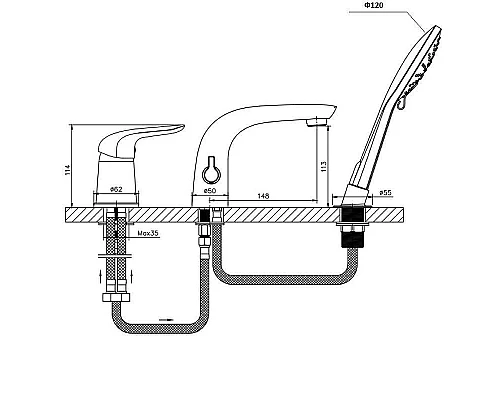 Заказать Смеситель на борт ванны Orange Otto M22-333cr Хром в магазине сантехники Santeh-Crystal.ru