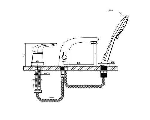 Заказать Смеситель на борт ванны Orange Otto M22-333b Черный матовый в магазине сантехники Santeh-Crystal.ru