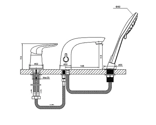 Заказать Смеситель на борт ванны Orange Otto M22-333w Белый в магазине сантехники Santeh-Crystal.ru