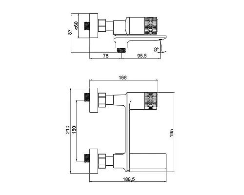 Купить Смеситель для ванны Orange Push M01-100cr Хром в магазине сантехники Santeh-Crystal.ru