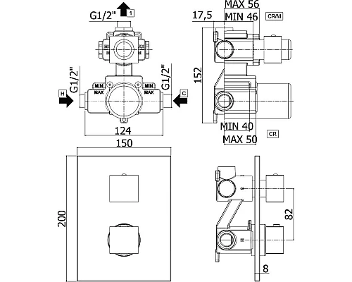 Купить Смеситель для душа Paffoni Elle LEQ518NO/M с термостатом Черный матовый в магазине сантехники Santeh-Crystal.ru