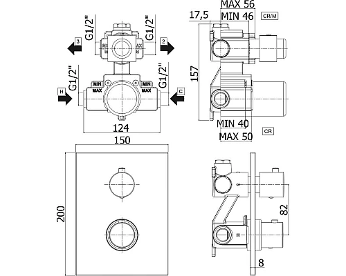 Купить Смеситель для душа Paffoni Light LIQ518NO/M с термостатом Черный матовый в магазине сантехники Santeh-Crystal.ru
