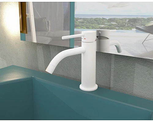 Купить Смеситель для раковины Paffoni Light LIG071BO Белый матовый в магазине сантехники Santeh-Crystal.ru