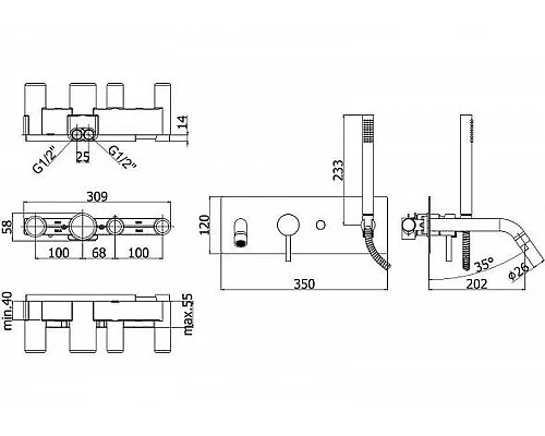 Заказать Смеситель для ванны Paffoni Light LIG001HG Золото в магазине сантехники Santeh-Crystal.ru