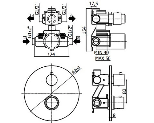 Приобрести Смеситель для душа Paffoni Light LIQ018ST с термостатом Сталь в магазине сантехники Santeh-Crystal.ru
