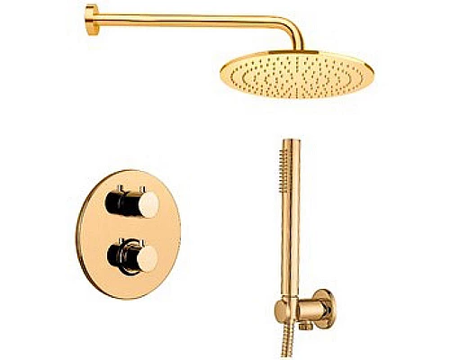 Приобрести Смеситель для душа Paffoni Light LIQ018HG с термостатом Золото медовое в магазине сантехники Santeh-Crystal.ru
