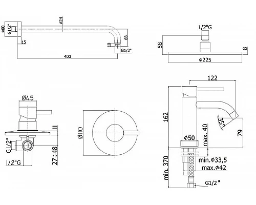 Купить Комплект смесителей Paffoni Light KITLIG011NO071 Черный матовый в магазине сантехники Santeh-Crystal.ru