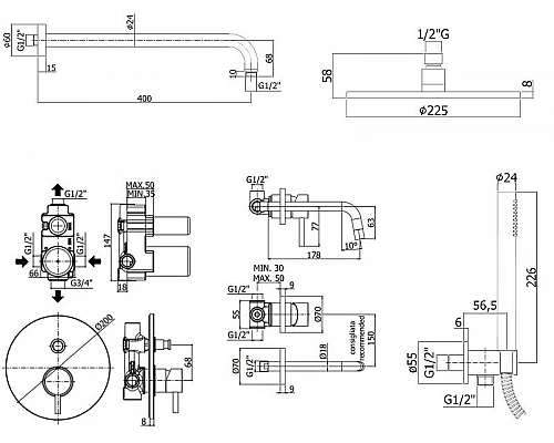 Заказать Комплект смесителей Paffoni Light KITLIG015NO006 Черный матовый в магазине сантехники Santeh-Crystal.ru