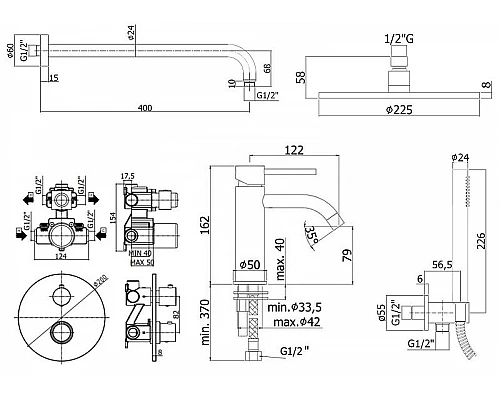 Купить Комплект смесителей Paffoni Light KITLIQ018CR071 Хром в магазине сантехники Santeh-Crystal.ru
