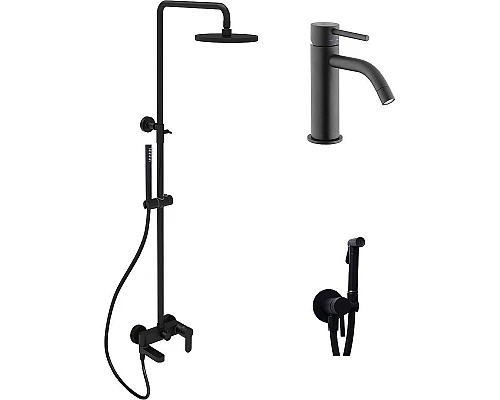 Приобрести Комплект смесителей Paffoni Light KITZCOL632NO71 Черный матовый в магазине сантехники Santeh-Crystal.ru