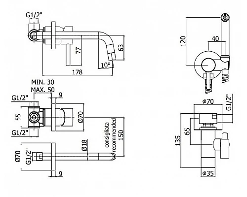 Заказать Комплект смесителей Paffoni Light KITZCOL632NO006 Черный матовый в магазине сантехники Santeh-Crystal.ru