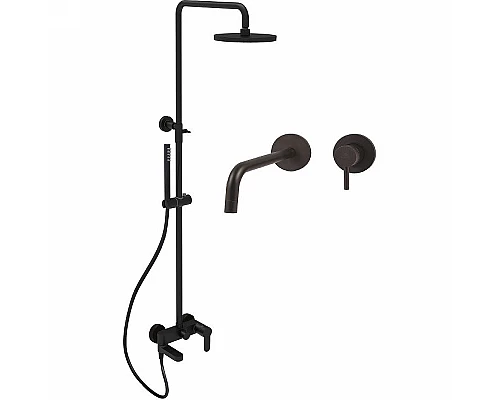 Купить Комплект смесителей Paffoni Light KITCOL632NO007 Черный матовый в магазине сантехники Santeh-Crystal.ru