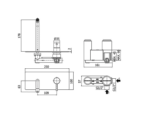 Приобрести Смеситель для раковины Paffoni Light LIG105NO Черный матовый в магазине сантехники Santeh-Crystal.ru