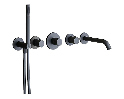 Купить Смеситель для ванны Paffoni Modular Box MDE001NO с термостатом Черный матовый в магазине сантехники Santeh-Crystal.ru