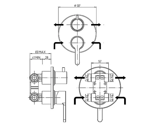 Приобрести Смеситель для душа Paini Arena 92CR6911 Хром в магазине сантехники Santeh-Crystal.ru