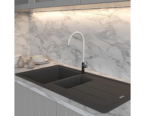 Приобрести Смеситель для кухни Paini Cox 78CR572 Хром Белый в магазине сантехники Santeh-Crystal.ru