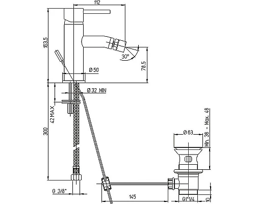 Приобрести Смеситель для биде Paini Cox 78PZ306 Черный матовый в магазине сантехники Santeh-Crystal.ru