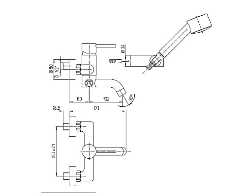 Заказать Смеситель для ванны Paini Cox 78CR105 Хром в магазине сантехники Santeh-Crystal.ru