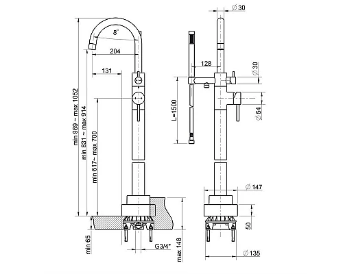 Приобрести Смеситель для ванны Paini Cox 78PZ136LM Черный матовый в магазине сантехники Santeh-Crystal.ru