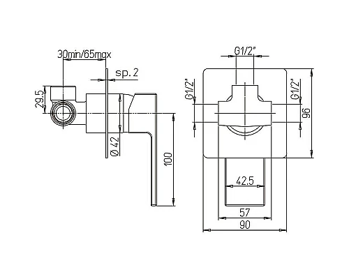 Заказать Смеситель для душа Paini Dax-R 84PZ690R Черный матовый в магазине сантехники Santeh-Crystal.ru