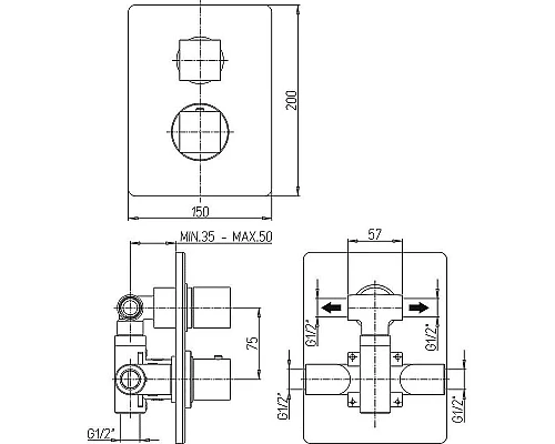 Купить Смеситель для душа Paini Dax-R 84PZ691TH Черный матовый в магазине сантехники Santeh-Crystal.ru