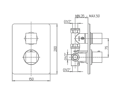Купить Смеситель для душа Paini Dax-R 84PZ690TH Черный матовый в магазине сантехники Santeh-Crystal.ru