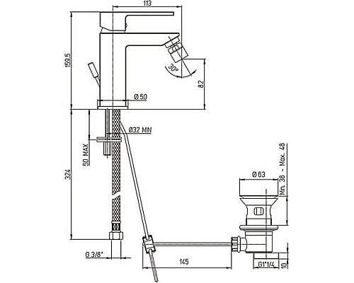 Купить Смеситель для биде Paini Dax-R 84PZ306R Черный матовый в магазине сантехники Santeh-Crystal.ru