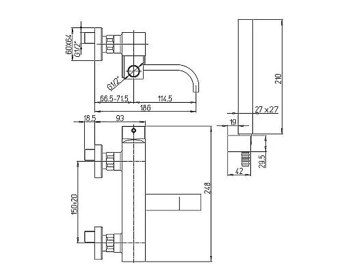 Заказать Смеситель для ванны Paini Dax-R 84PZ100R Черный матовый в магазине сантехники Santeh-Crystal.ru