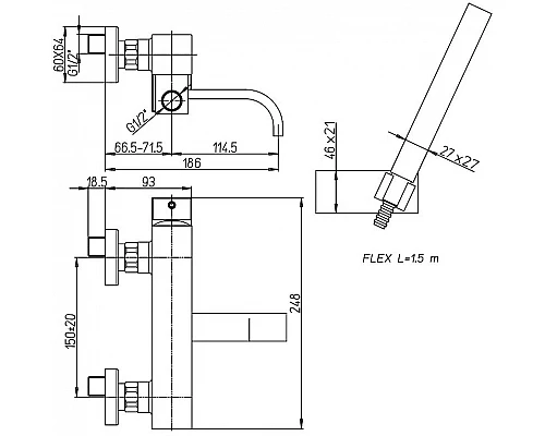Заказать Смеситель для ванны Paini Dax-R 84CR105R2SKM Хром в магазине сантехники Santeh-Crystal.ru
