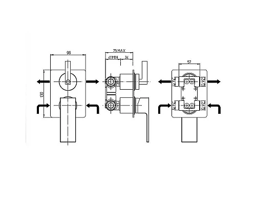 Заказать Смеситель для душа Paini Dax 84PZ6911R Черный матовый в магазине сантехники Santeh-Crystal.ru