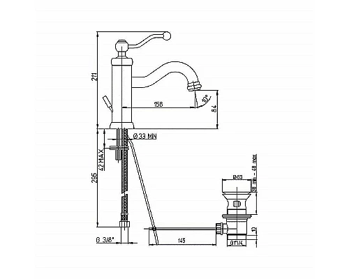 Купить Смеситель для раковины Paini Duomo 88F3211KM Старая бронза в магазине сантехники Santeh-Crystal.ru