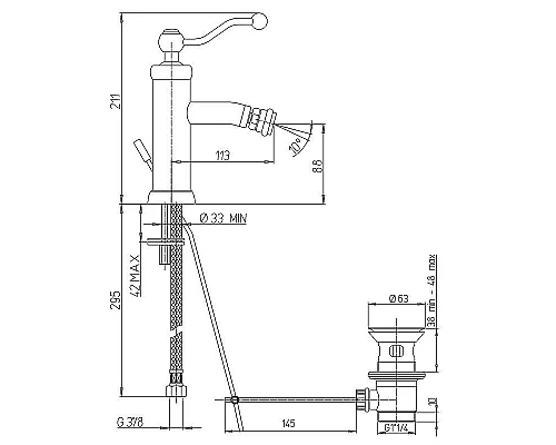 Заказать Смеситель для биде Paini Duomo 88OP306 Золото PVD в магазине сантехники Santeh-Crystal.ru