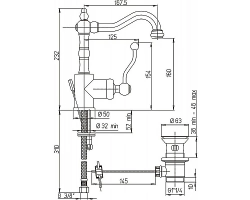 Заказать Смеситель для раковины Paini Duomo 88F3250 Состаренная бронза в магазине сантехники Santeh-Crystal.ru