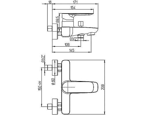 Купить Смеситель для ванны Paini Nove 09CR111 Хром в магазине сантехники Santeh-Crystal.ru