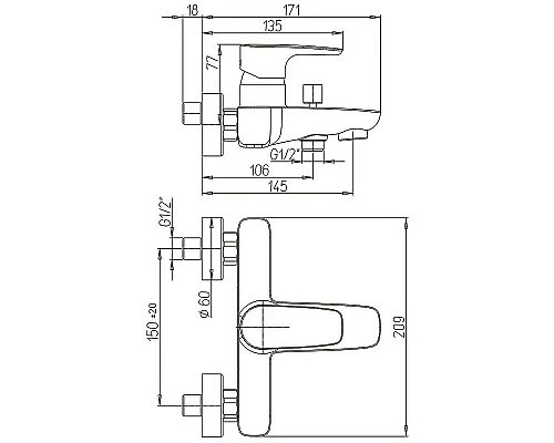 Заказать Смеситель для ванны Paini Parallel 47CR111LMKM Хром в магазине сантехники Santeh-Crystal.ru