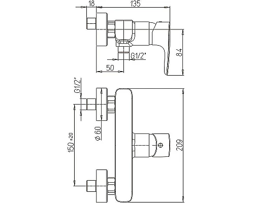 Приобрести Смеситель для душа Paini Parallel 47CR511LMKM Хром в магазине сантехники Santeh-Crystal.ru