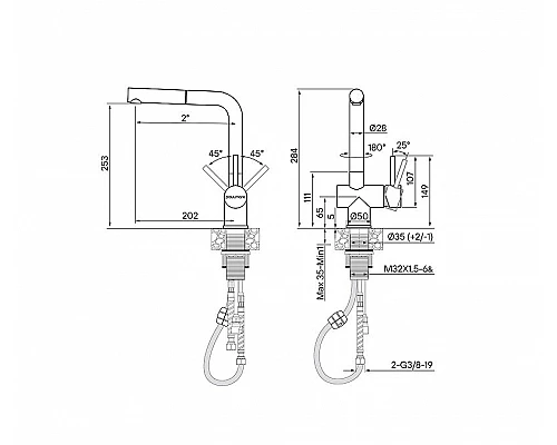 Заказать Смеситель для кухни Paulmark Dosse Do214418-GM Вороненая сталь в магазине сантехники Santeh-Crystal.ru