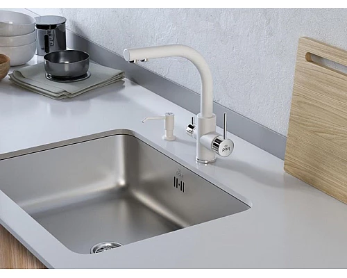 Приобрести Смеситель для кухни Paulmark Essen Es213011-431 Белый матовый в магазине сантехники Santeh-Crystal.ru